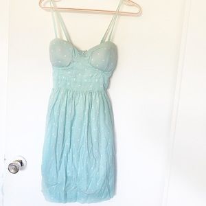 3/$30 Y2k 2000s blue polka dot summer skater dress bow